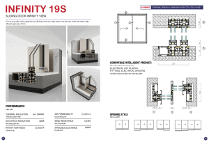 Cửa đi trượt siêu mỏng ngoài trời ray nổi thoát nước âm hoặc thoát nước bề mặt, nhôm cầu cách nhiệt, đố cánh giữa dày 19mm