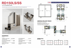 Cửa đi trượt nâng/trượt thường nhôm cầu cách nhiệt hệ 150 (2 ray)
